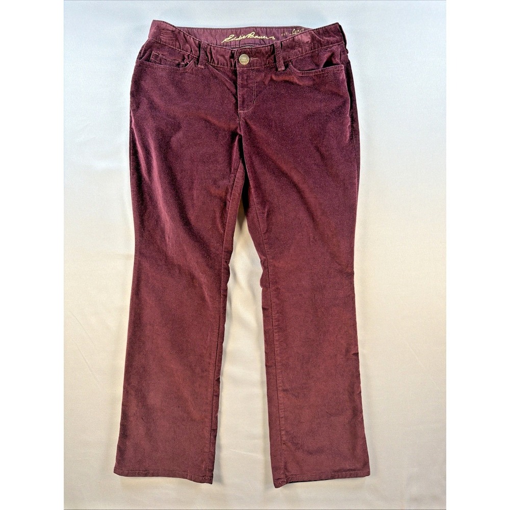 Eddie Bauer Women's Petite 4 Corduroy Pants Burgundy Red Bootcut Curvy Fit